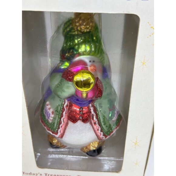 VTG Fitz & Floyd 7" Glass Christmas Ornament Snowman Beanie Hat Holiday Decor - Picture 2 of 7